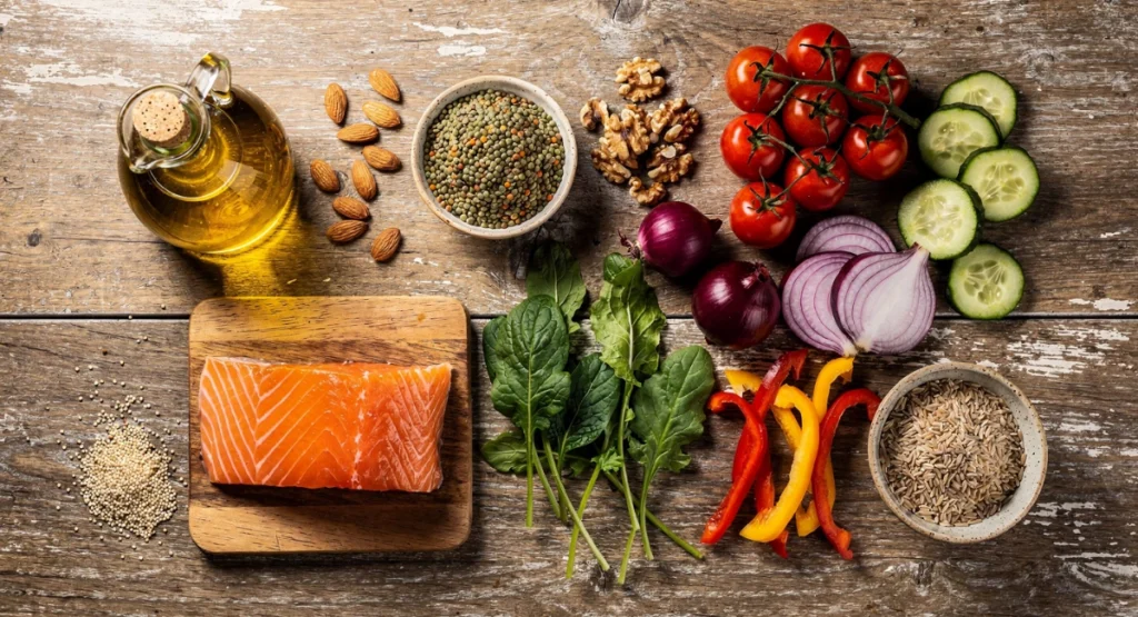 Mediterranean Diet for Energy: The Beginner Guide to Stable All-Day Energy mediterranean foods for energy protein fiber fat ingredients