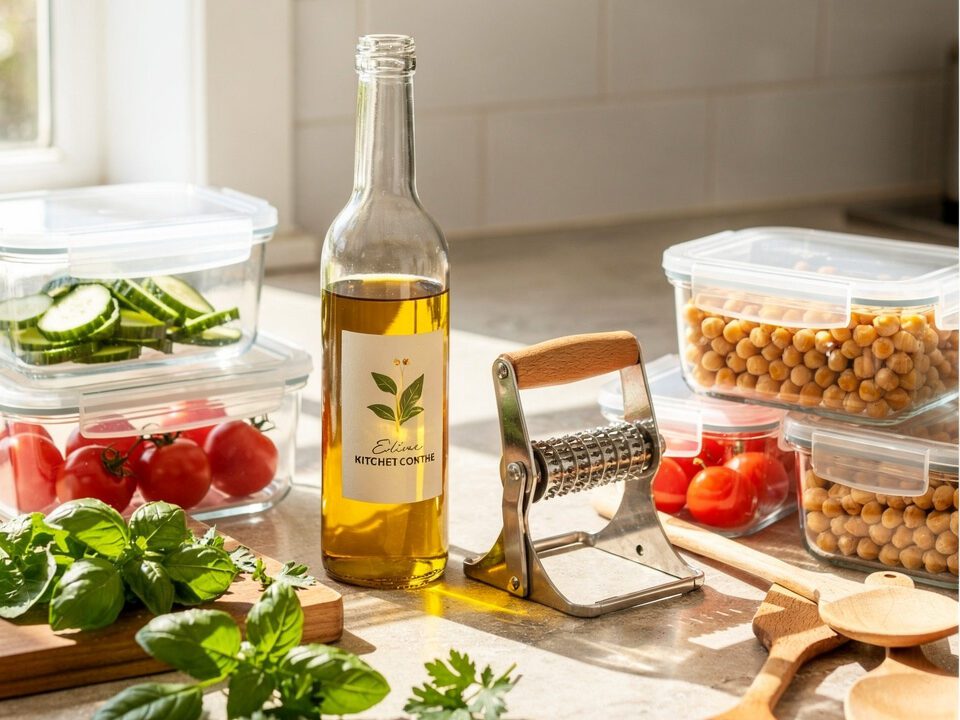 Kitchen storage with fresh ingredients