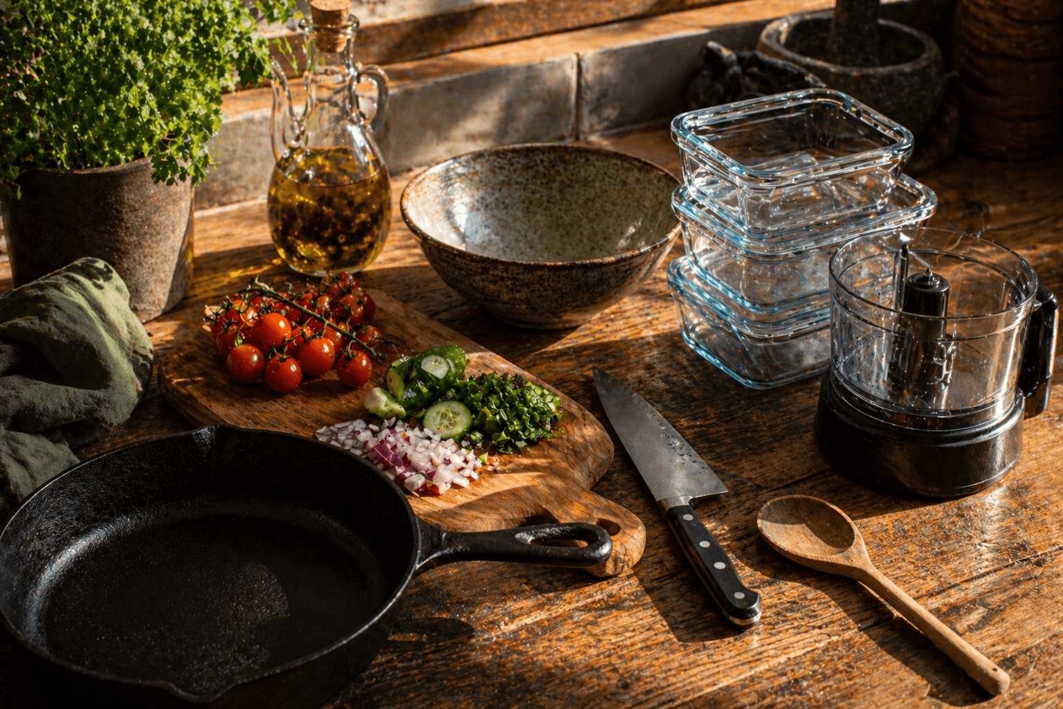 Mediterranean kitchen essentials — basic tools for healthy cooking