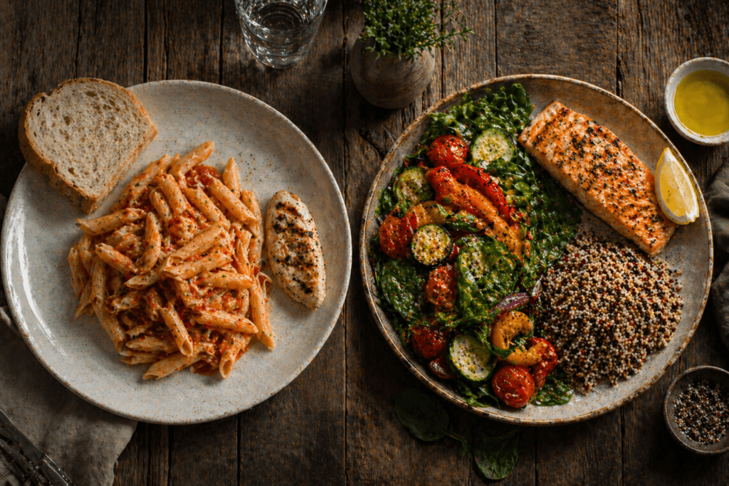 Comparison of an unbalanced meal versus the balanced plate method