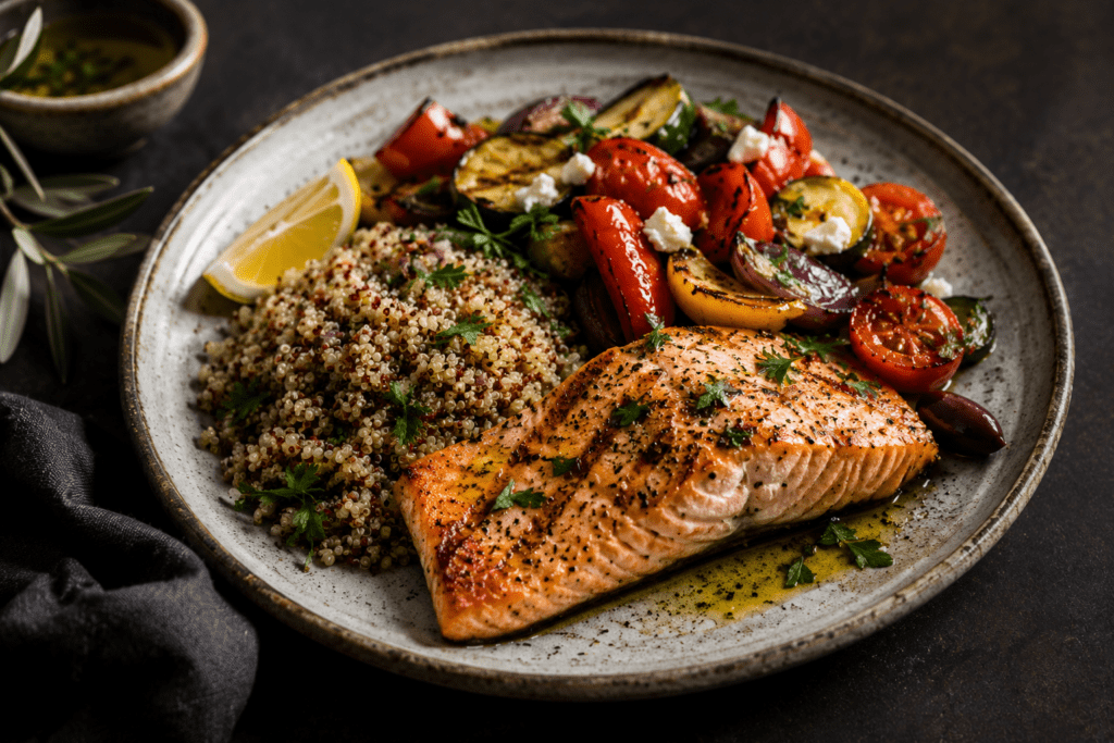 Why Am I Still Hungry After Eating? 5 Reasons That Actually Make Sense Salmon with quinoa and vegetables