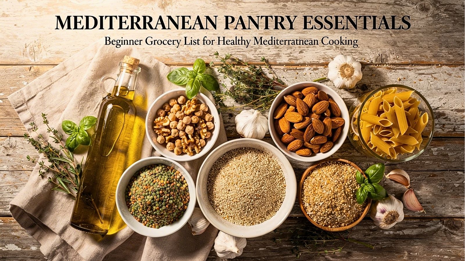 Mediterranean Pantry Essentials: Beginner Grocery List for Easy Healthy Meals Mediterranean pantry essentials grocery list