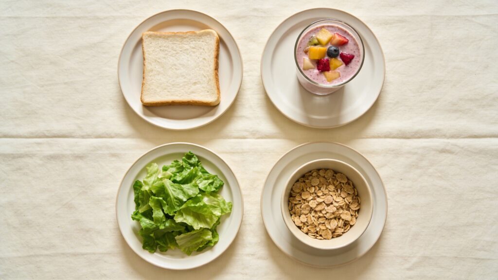 Healthy breakfast food selection