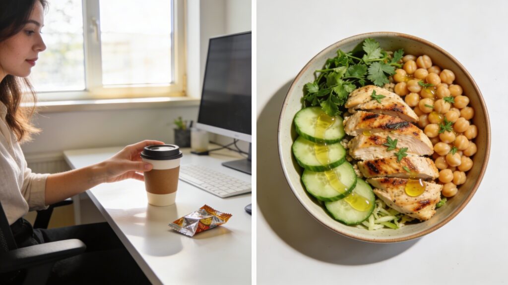 Healthy meal and coffee break