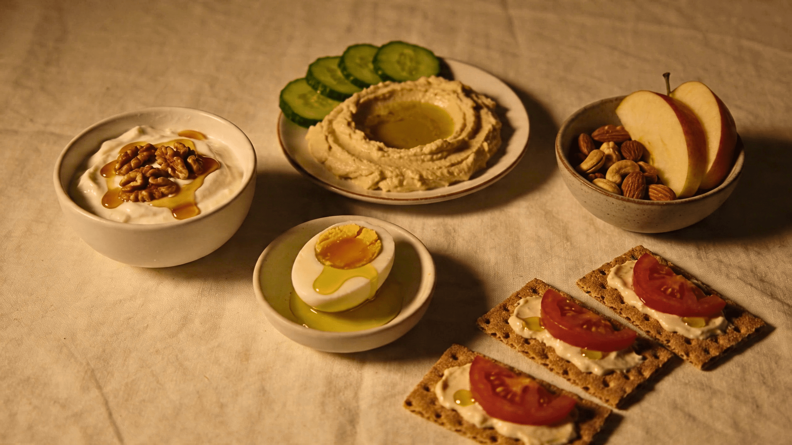 Healthy breakfast spread with yogurt
