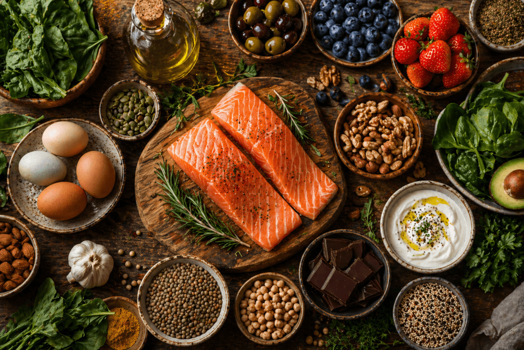 Foods that lower cortisol naturally — Mediterranean diet ingredients
