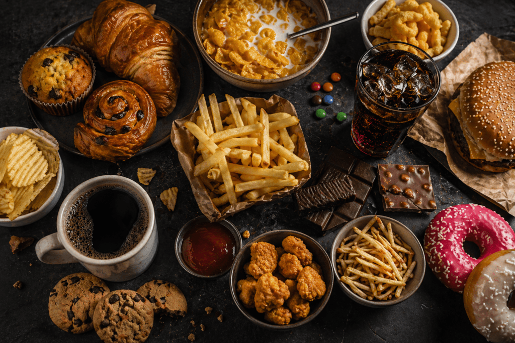Foods that raise cortisol — refined carbs, caffeine, processed foods