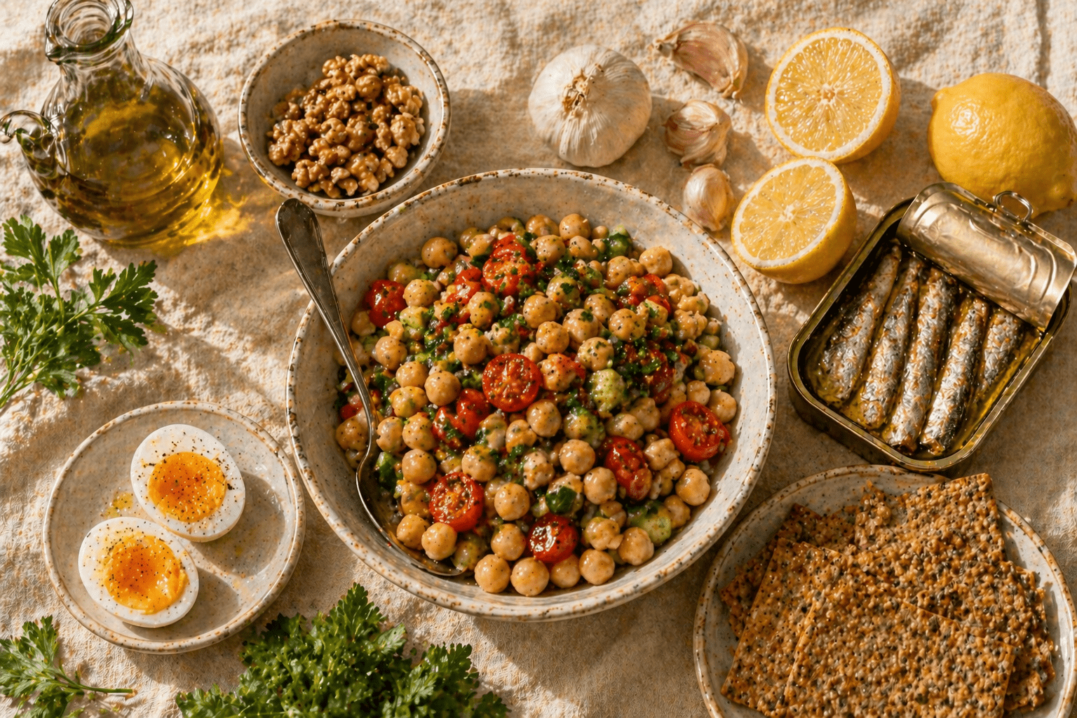 Chickpea salad with sardines