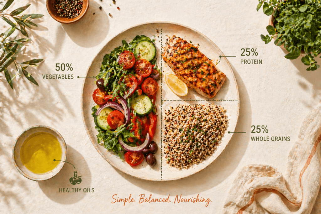 Mediterranean plate formula to stop tiredness after eating