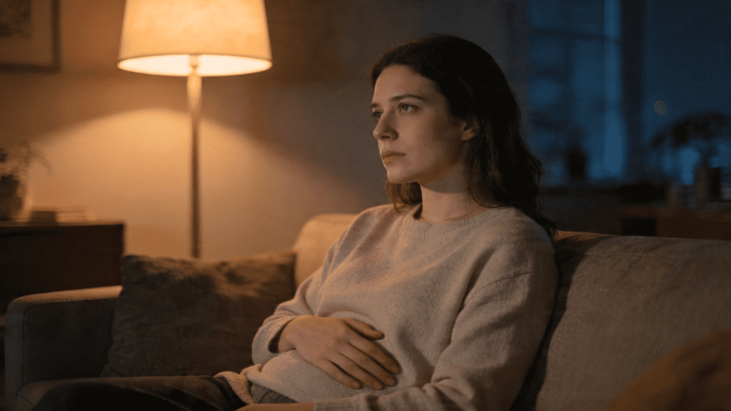 Woman resting on sofa