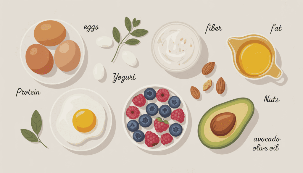 What to Eat for Breakfast to Stop Cravings All Day balanced breakfast protein fiber fat