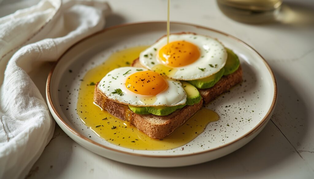What to Eat for Breakfast to Stop Cravings All Day eggs avocado toast balanced breakfast