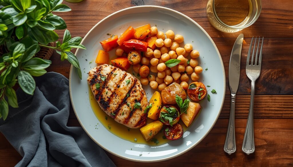 Healthy Work Lunch Ideas That Keep You Full All Afternoon mediterranean lunch plate formula protein fiber fat