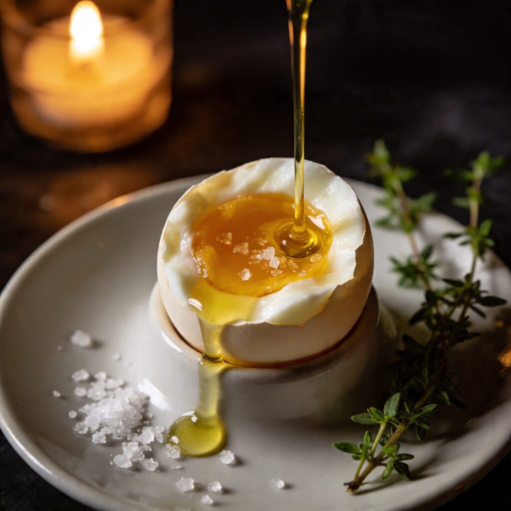 Soft Boiled Egg with Olive Oil and Sea Salt