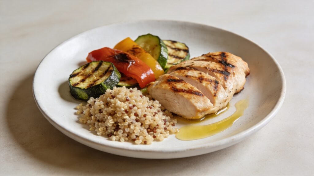clean balanced Mediterranean meal for stable energy and reduced cravings