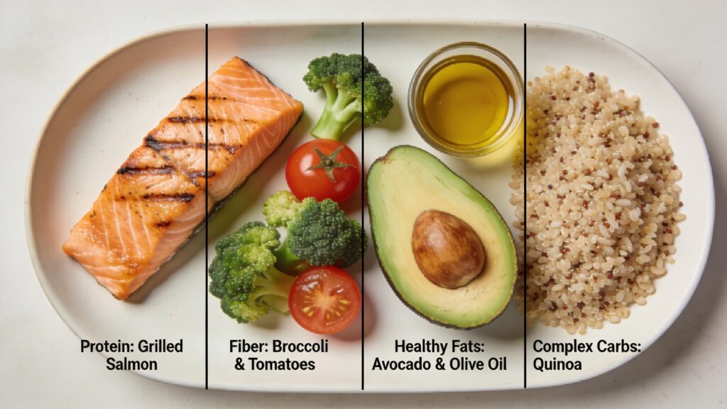 Healthy food plate breakdown