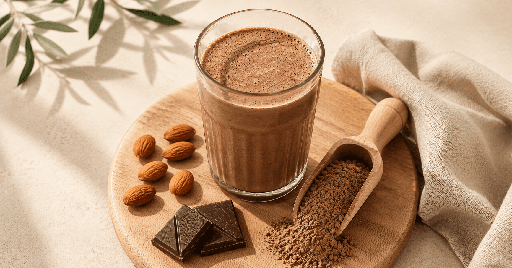 Chocolate protein shake with whole food ingredients — best natural protein powder for appetite control