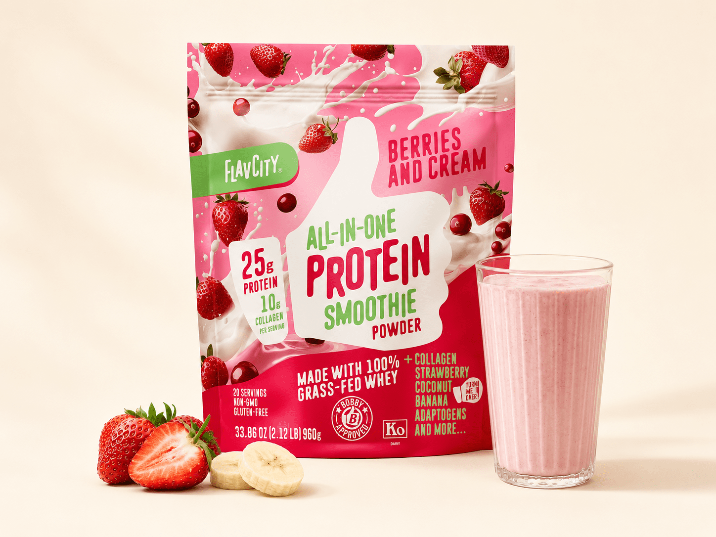 FlavCity protein powder with grass-fed whey and collagen — best natural protein powder for appetite control