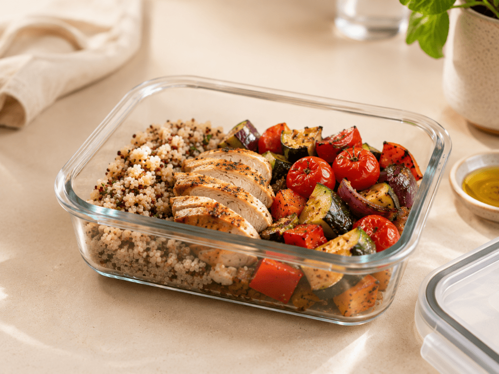 Best Glass Meal Prep Containers (From Someone Who Cares What Touches Their Food) Clean glass food storage container next to food being reheated, why glass over plastic, glass meal prep containers