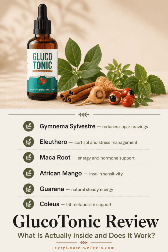 GlucoTonic ingredients breakdown — honest review of natural blood sugar supplement for cravings control