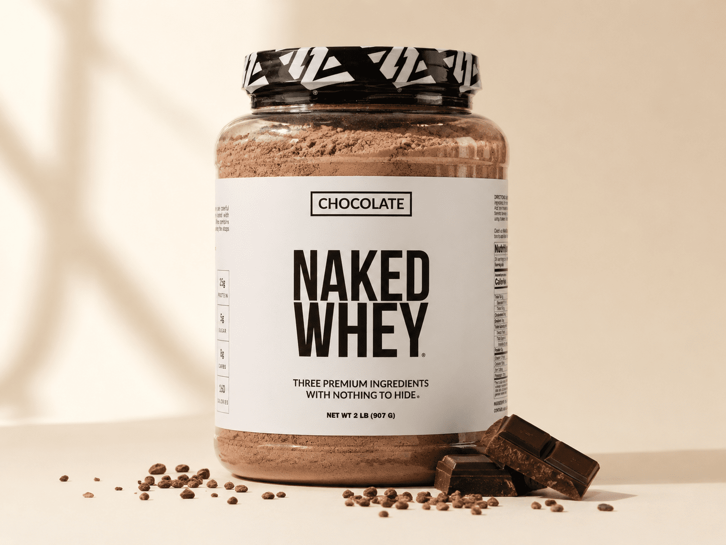 Naked Whey chocolate protein powder 3 ingredients — clean label protein powder for hunger control