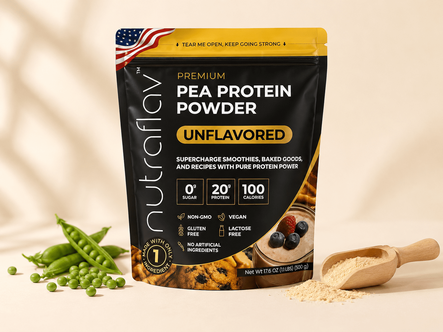 Nutraflav organic pea protein powder vegan one ingredient — best plant-based protein powder for appetite control