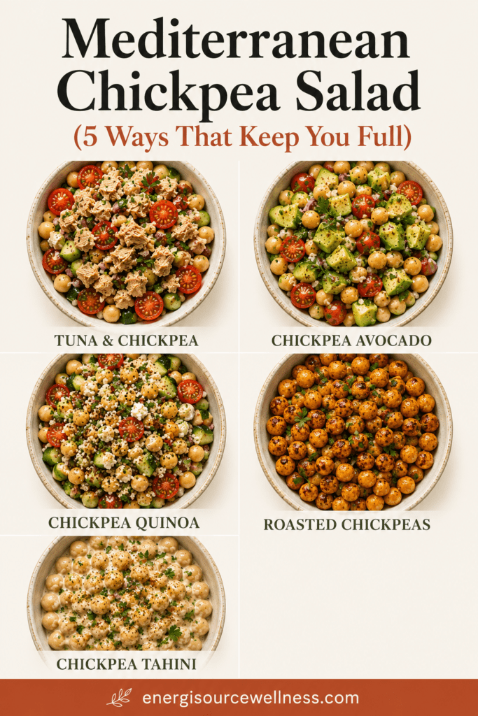 Mediterranean chickpea salad five ways
