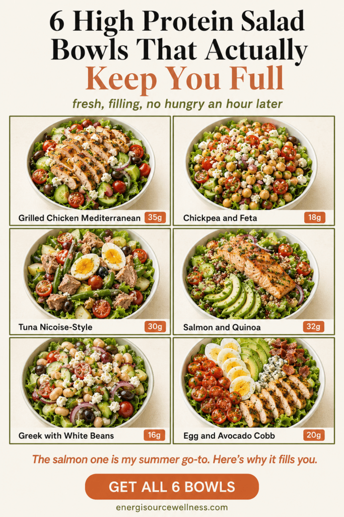 6 High Protein Salad Bowls That Actually Keep You Full Six high protein salad bowls that keep you full with protein amounts, high protein salad bowls